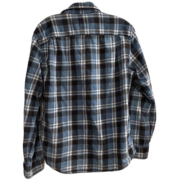American Eagle Men's M Blue Plaid Super Soft Flannel Button-Up Shirt Long Sleeve - Picture 7 of 8